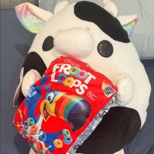 Squishmallows Cow Plush Toy with Froot Loops
